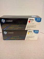LOT OF 2 GENUINE HP CC532A/CC533A (304A) TONER CARTRIDGE Yellow Magenta  picture