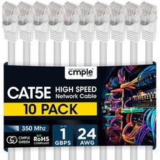10 PCS Cat5e Patch Cable 1.5-15ft LAN Ethernet Cord for Gaming/Streaming White picture