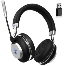 Wantek Wireless Headset with Microphone USB-dong Bluetooth Earphone for PC/Phone picture