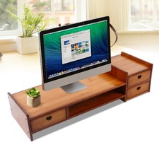 Bamboo Monitor Stand Riser with 3 Drawers & Storage Slots picture