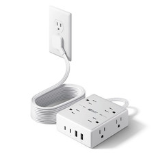 Superdanny 10Ft Extension Cord Multiple Outlets Flat Plug Surge Protector Power picture