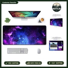 Oversized Galaxy Desk Mat 35.4 x 15.7 in - Durable Anti-Fray Rubber Mousepad picture