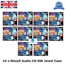 10 x Maxell Audio CD-RW Jewel Case ReWritable Recordable Blank Music 80 Min Disc picture