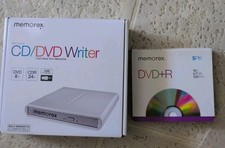 MEMOREX  Slim External CD/DVD Writer And DVD+R 4 Pack   picture