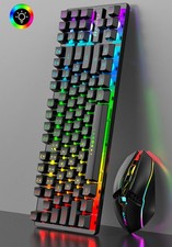 Rechargeable Wireless Gaming Keyboard & Mouse Combo 87 Keys Rainbow RGB Backlit picture