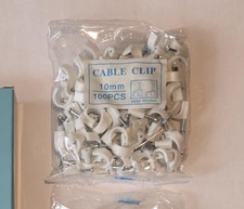 100 Pack 10mm White Cable Clips Wire Wall Tacks Organizer for RG6 CAT6 Coax RJ45 picture