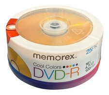 Memorex Cool Colors 16X DVD-R 4.7GB - Purple, Black, Red, Orange & Blue Lot picture