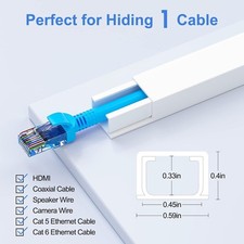 113in White Cord Hider for Smooth Cable Management - Ideal for Home & Office picture