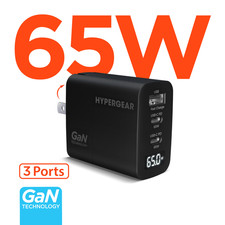 HyperGear SpeedBoost 65W USB-C PD Tri-Port GaN Laptop Charger picture