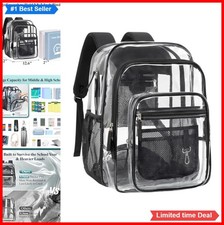 Clear Backpack 18 Inch Extra Large PVC 16 Inch Laptop Sleeve 5 Pockets School picture