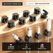 Magnetic Cable Clips 12 Pack, 360° Rotatable Self-Adhesive Cord Holder with One- picture