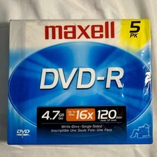 Maxwell 4.7 DVD-R 5 pk Brand New sealed package  120 Min Up To 16X Max picture