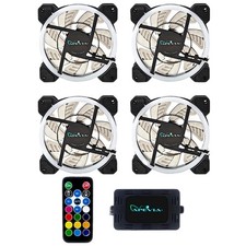 APEVIA 12L-CWH 120mm DUAL LED RINGS SILENT CASE FAN 4 PACK picture