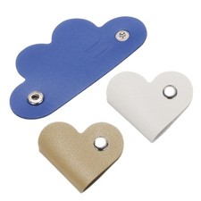 3Pcs Leather Cable Straps Blue/Khaki/White Portable Cord Organizer for Earphones picture