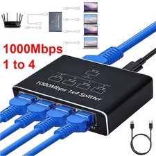 RJ45 Gigabit Ethernet Splitter 1000Mbps LAN Network Internet 1 to 4 Out Adapter picture