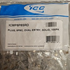 ICC ICMP8P8SRD  8P8C Oval Entry Solid Wire Connector - 100 Pack Network Plug picture