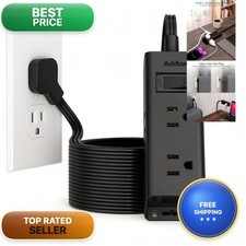 Addtam Flat Plug Power Strip 6 Outlet Extender 25 Ft Extension Cord Flat Wall picture