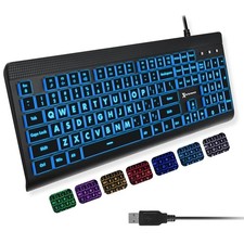 X9 Large Print Backlit Computer Keyboard - Easy to See Big Letters - Lighted USB picture
