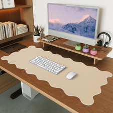 Icasso Leather Mouse Pad,Extra Large Desk Pad,Cute Scalloped Computer Mat for De picture