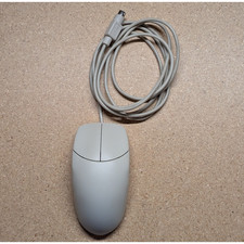 Vintage AOpen M-S42 PS/2 Two Button Mouse Beige Opto-Mechanical Roller Ball picture