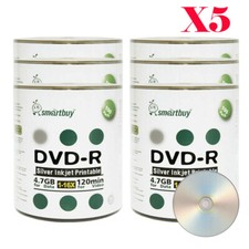 3000-Pack SmartBuy DVD-R 16X 4.7GB Silver Inkjet Hub Printable Record Media Disc picture