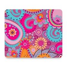 Colorful Pink Blue Paisley Pattern Vibrant Boho Floral Swirls Mouse Pad picture