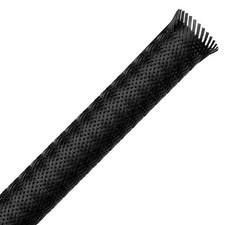 1/2 Inch x 30FT Expandable Braided Cable Sleeve PET Wire Wrap Black picture
