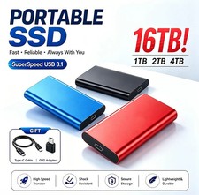16TB Portable SSD External Hard Drive Disk USB 3.1 Storage PC Mac Cell Phones picture