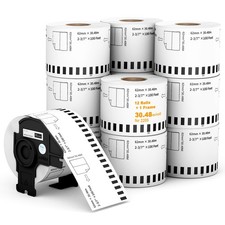 Direct Thermal Continuous Labels 12 Rolls Frame,30.48m 3-Proof DK-2205 2-3/7