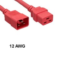 [Lot10] Red 10Ft Heavy Duty Power Cord IEC60320 C19 to C20 12AWG 20A/250V PDU UP picture
