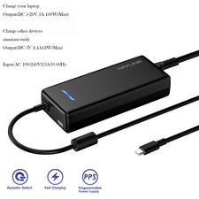 112W PD Charging USB-C Power AC Adapter Charger For Laptops / Tablet  / Phones picture