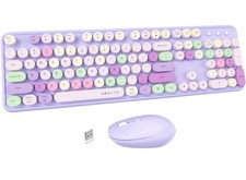 UBOTIE Colorful Computer Wireless Keyboards Mouse Combos, Typewriter Flexible Ke picture