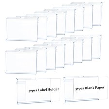 50pcs Labels for Storage Bins Plastic Label Clip, Basket Labels Clip On Wire ... picture