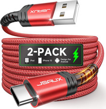JSAUX USB A to USB C Cable 2-Pack 6.6FT Fast Charger for iPhone 17 16 15 RedJSAU picture