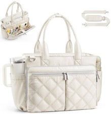Teacher Tote Bag Women Lightweight Laptop Work Quilted Travel Cup Holder picture