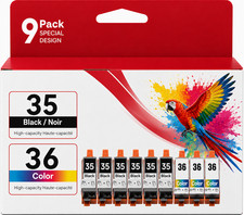 9-Pack PGI-35 CLI-36 Ink Replacement  (6-Black 3-Tri-Color) for PIXMA IP100 picture