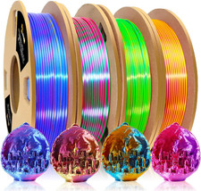 3D PLA Filament 1.75Mm Bundle, Tricolor 3D Printer Filament Bundle, Rainbow Silk picture