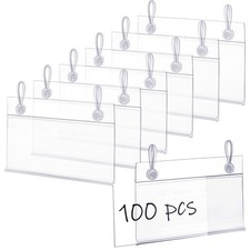 Elsjoy 100 Pack Plastic Wire Shelf Label Holders, 4