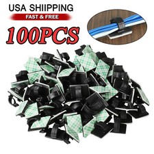100Pcs Cable Clips Self-Adhesive Cord Management Wire Holder Organizer Clamp US picture