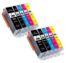 10PK XXL Ink Cartridges for PGI-280 CLI-281 Canon TS6320 TR7520 TR8620 Hi Yield picture