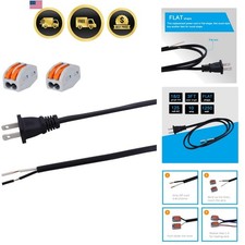 AC Power Pigtail 2 Prong 18AWG, Replacement Cable 120V Wall Plug, 3ft Polariz... picture