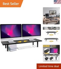 Dual-Monitor-Stand-Riser-For-Desk Adjustable Length 32-40 Inch，Large Desktop ... picture