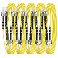 FiberPrime-OS2 ST to ST Single Mode Fiber Patch Cable, 3m/10ft, 5Pack | Singl... picture
