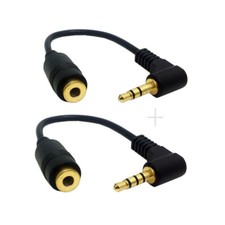 1Set Stereo 90 Degree 3/4 Poles Audio Right Angled 3.5mm Male to Female Cable picture