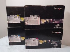 4pk Genuine LEXMARK C5240KH C5240MH C5240CH C5240YH Toners C532 C524 Open Boxes picture
