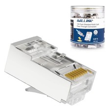 100-Pack Shielded RJ45 Cat6 Pass-Through Connectors, STP Crimp Modular Plugs,... picture
