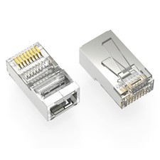 RJ45 CAT5E Shielded Plug Solid 50 Micron 100pk picture