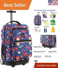 20 Inch Vintage Rose Rolling Backpack with Laptop Compartment - J World Sundance picture