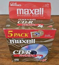 Maxell CD-R Music 74 Min Audio Recording Discs 5 Pack Jewel Cases Vintage NIB picture