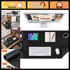 XXL Large Leather Mouse Pad with 15W Wireless Charging - Black Desk Mat picture